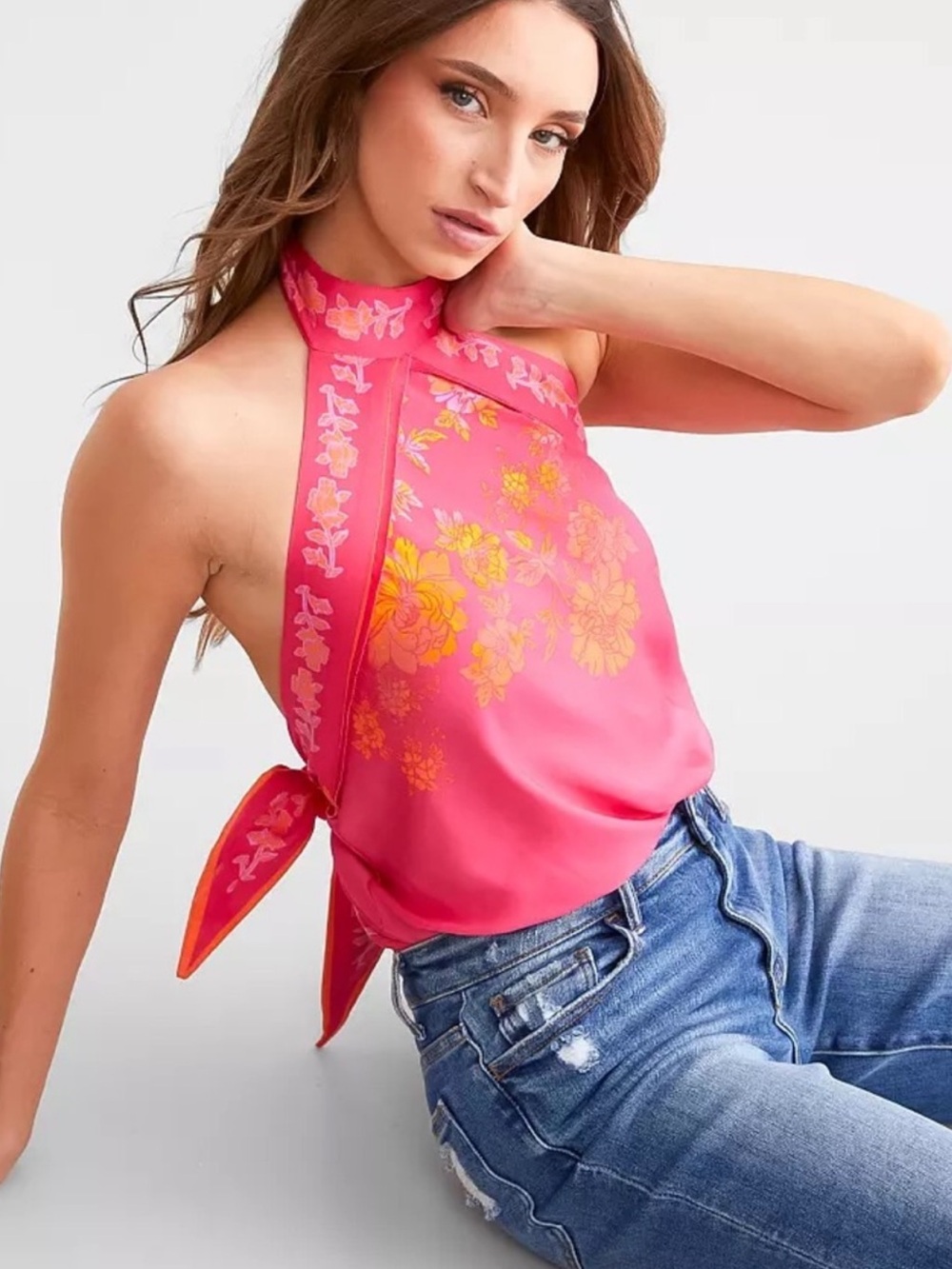 Free People Intimately Women’s Medium 1 Thing Pink Candy Combo Halter Bodysuit